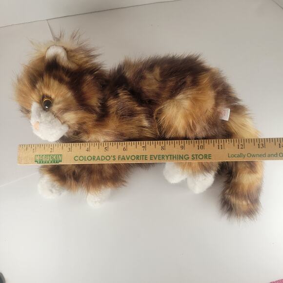 Long Hair Cat Plush Stuffed Animal 13" Laying Brown Realistic Kitty TY Jumbles - Picture 4 of 16